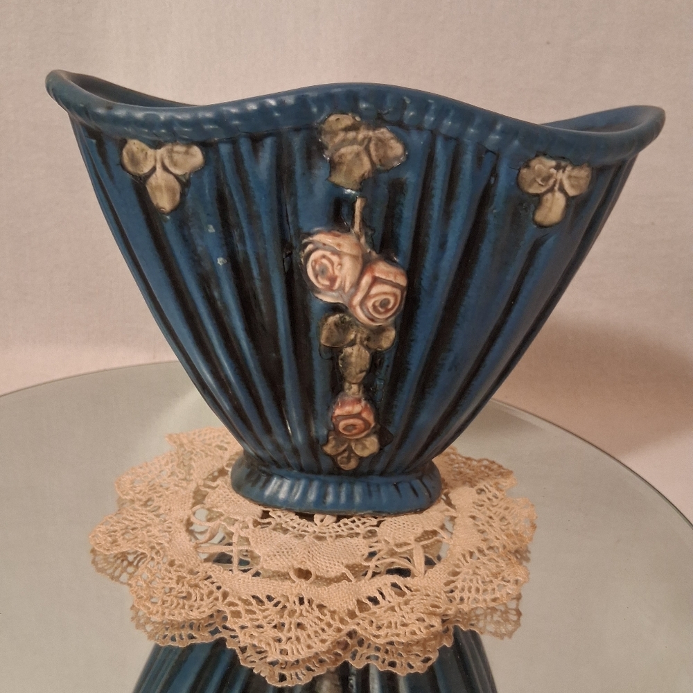 Weller Pottery 1920's Blue Drapery Rose